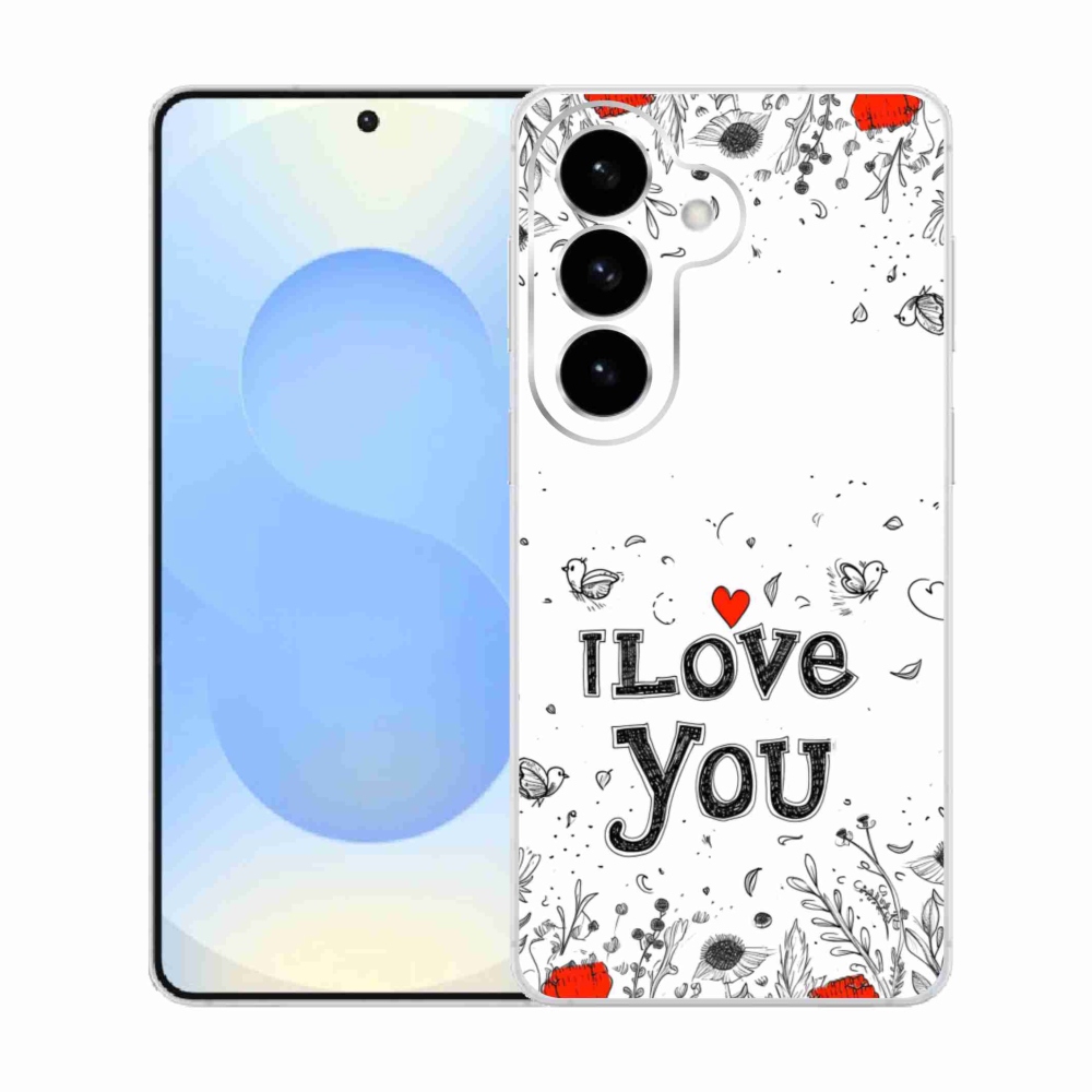 Gél borító mmCase Samsung Galaxy S26 készülékhez - I love you fehér háttérrel