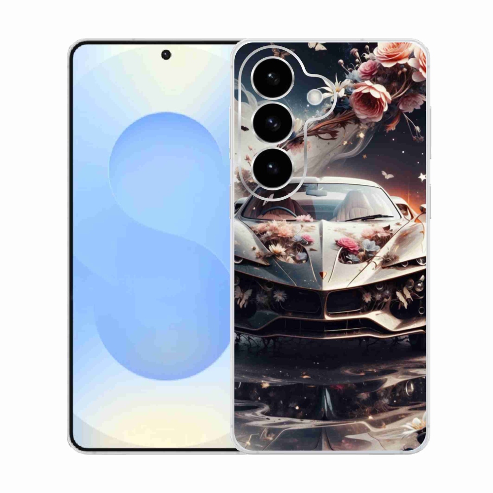 Gél borítás mmCase Samsung Galaxy S26 készülékhez - virágos sportkocsi