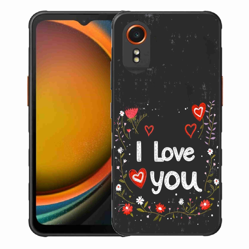 Gél borítás mmCase Samsung Galaxy Xcover 7 - I love you fekete háttérrel