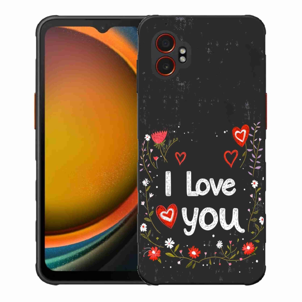 Gél borítás mmCase Samsung Galaxy Xcover 7 Pro - I love you fekete háttérrel