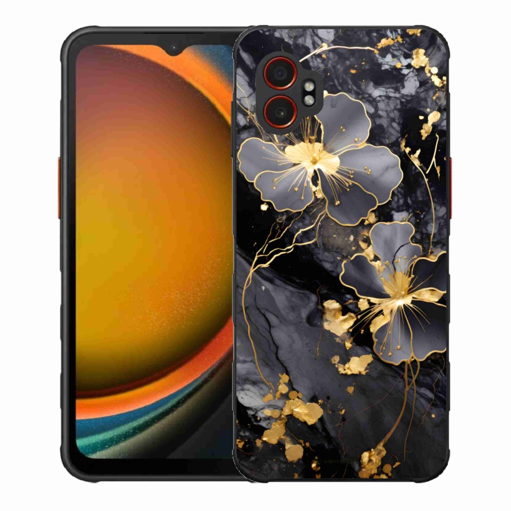 Zselés borítás mmCase Samsung Galaxy Xcover 7 Pro - aranyszínű virágok