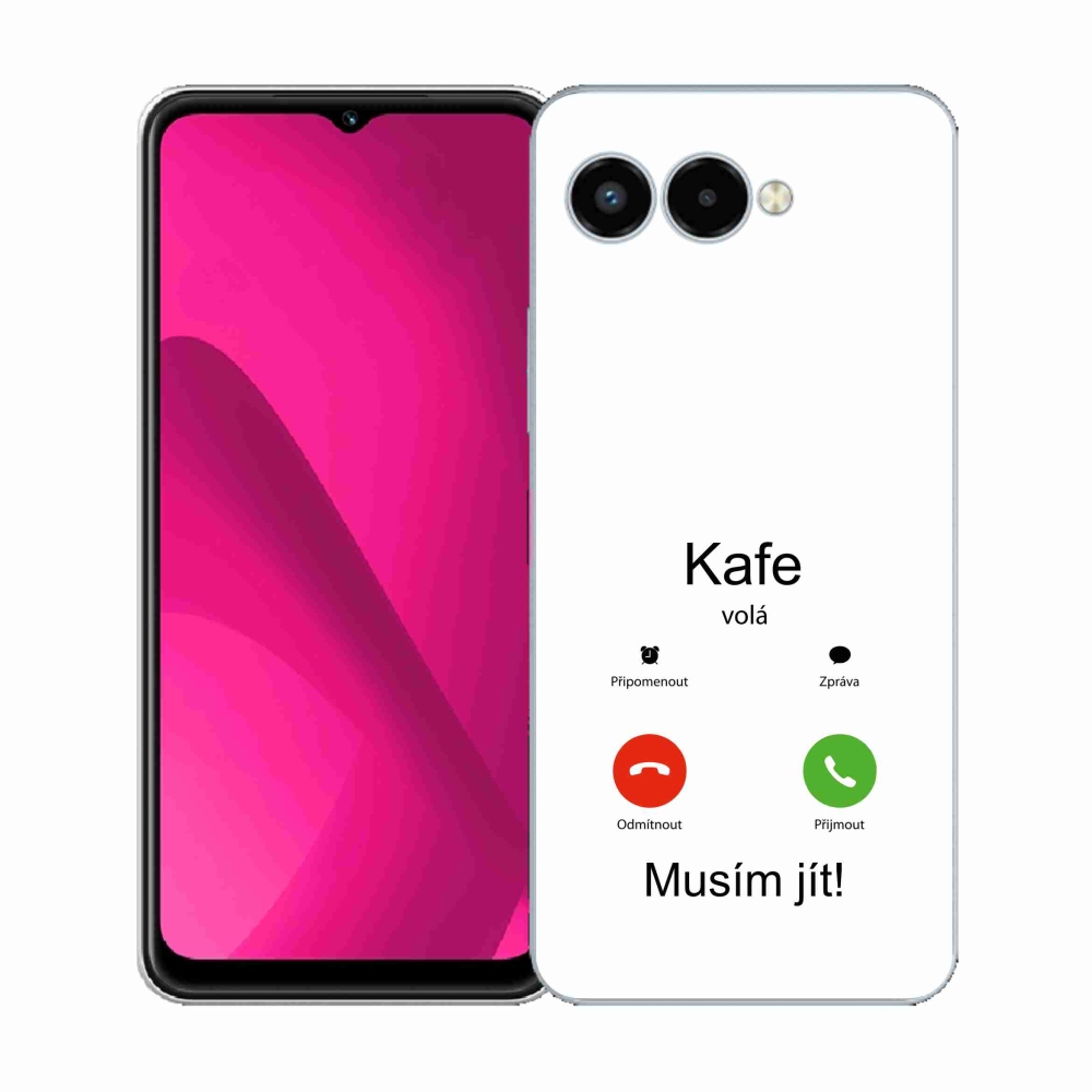 Zselés borító mmCase a T-Mobile T Phone 3 készülékhez - kávé hívó fehér háttér
