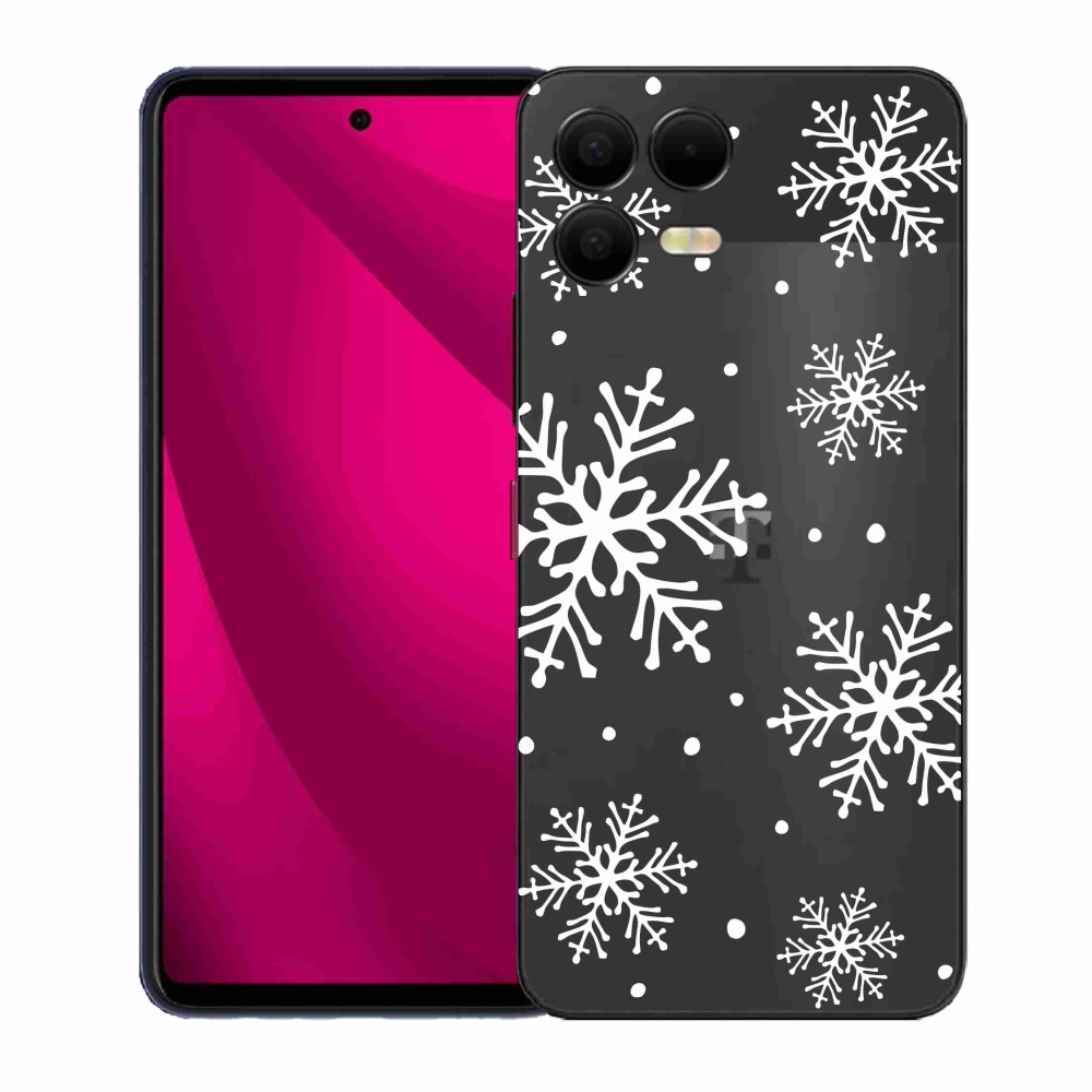 Zselés borítás mmCase a T-Mobile T Phone 3 Pro készülékhez - fehér pelyhek átlátszó háttéren