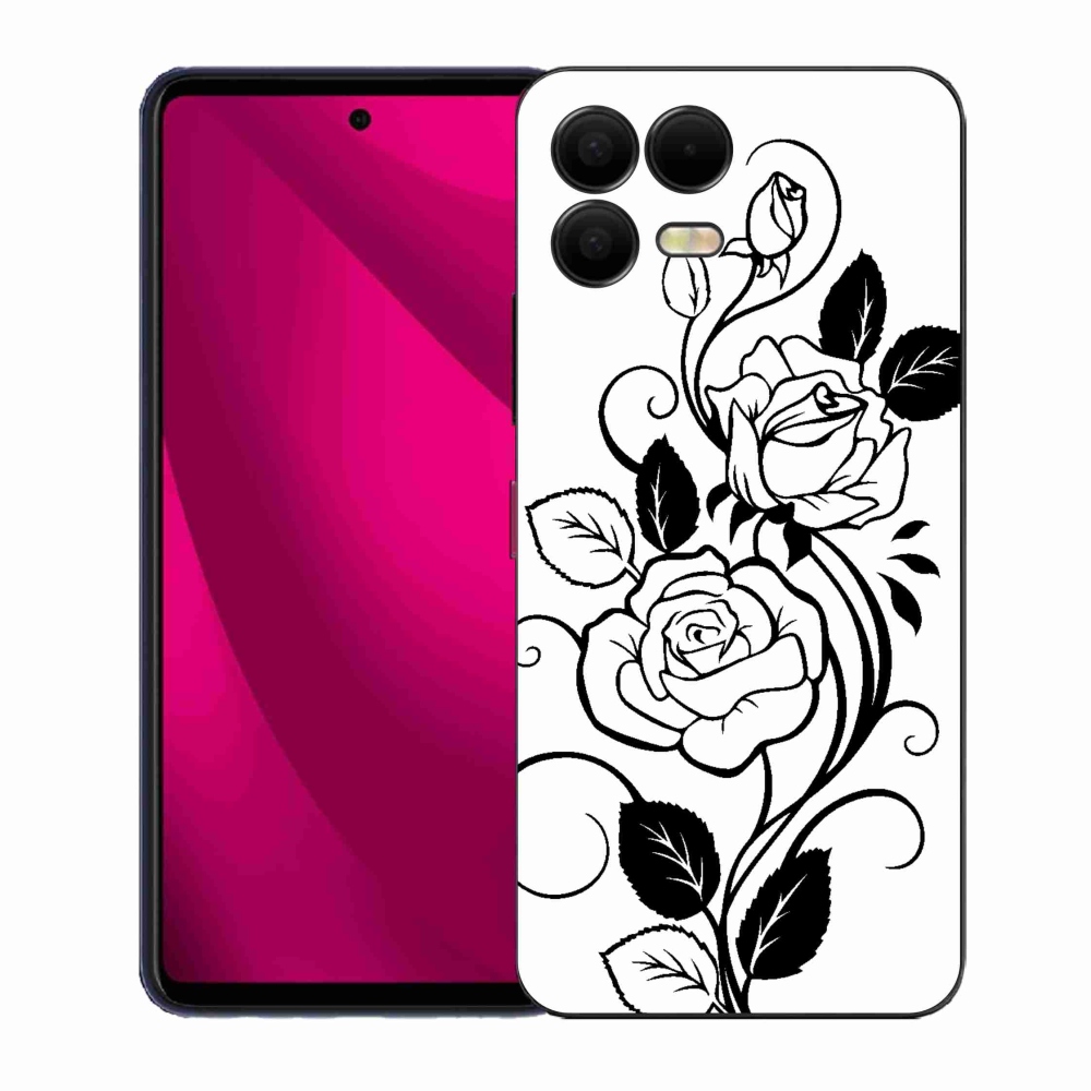Zselés borítás mmCase a T-Mobile T Phone 3 Pro készülékhez - fekete-fehér rózsa