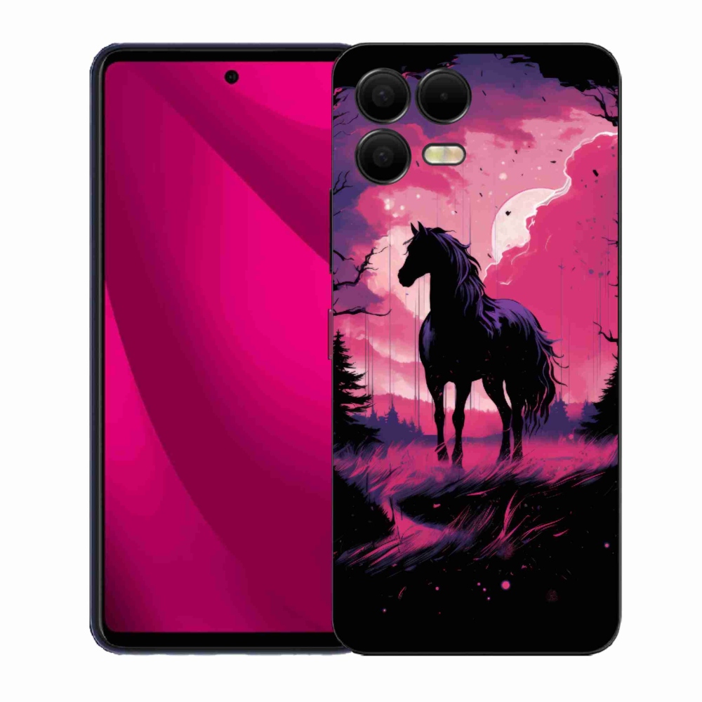 Zselés borítás mmCase a T-Mobile T Phone 3 Pro készülékhez - fekete rajzfilmes ló 1