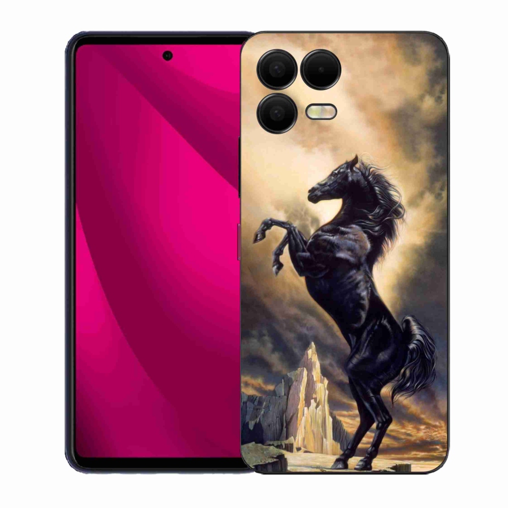 Zselés borítás mmCase a T-Mobile T Phone 3 Pro készülékhez - fekete rajzfilmes ló