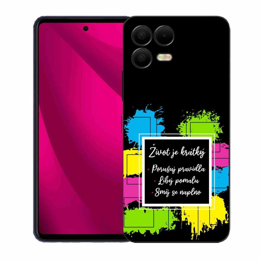 Gél borítás mmCase a T-Mobile T Phone 3 Pro készülékhez - Idézet 5 fekete háttér