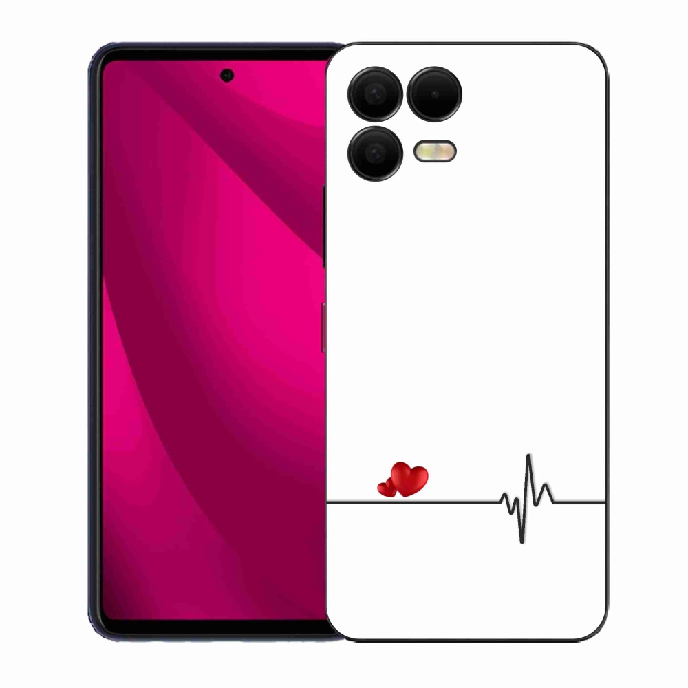 Gél borító mmCase a T-Mobile T Phone 3 Pro készülékhez - szív és szívverés fehér háttérrel