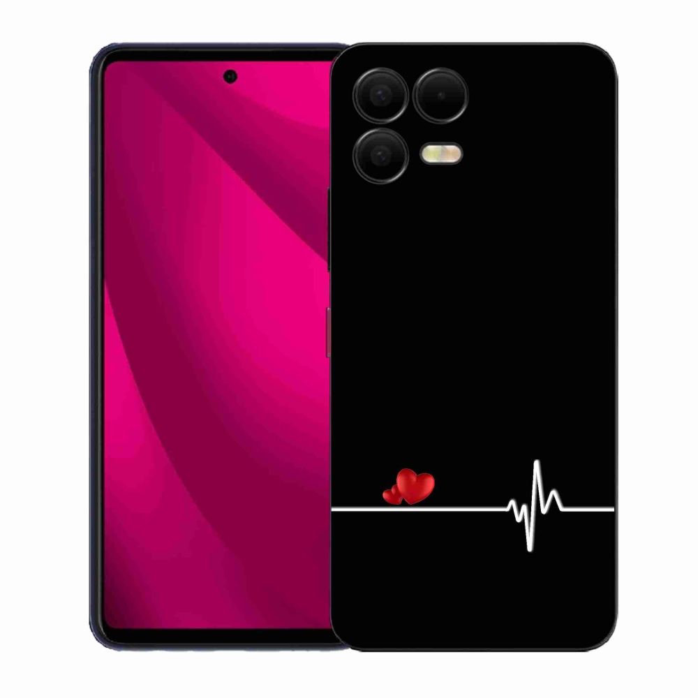 Zselés borító mmCase a T-Mobile T Phone 3 Pro készülékhez - szív és szívverés fekete háttérrel