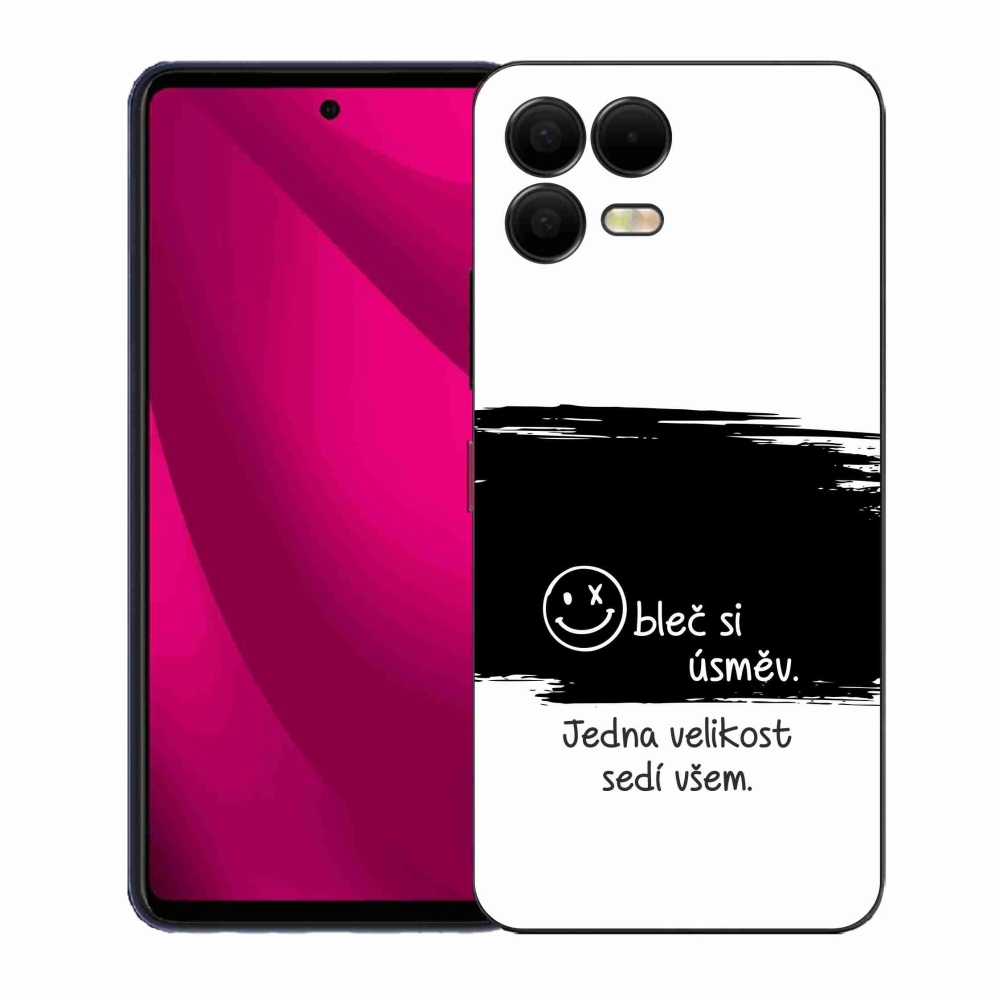 Gél borító mmCase a T-Mobile T Phone 3 Pro készülékhez - vicces szöveg 8 fekete-fehér háttérrel