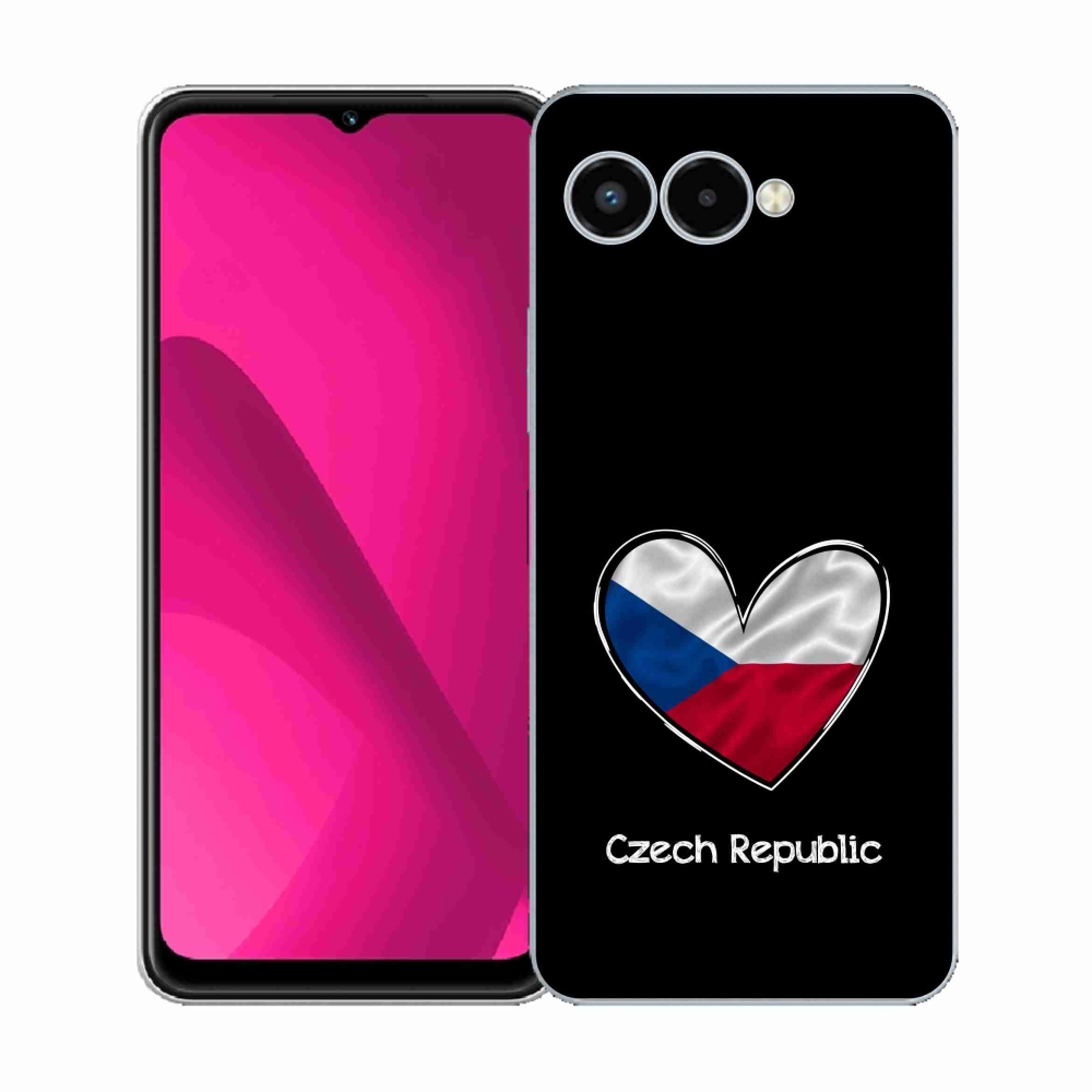 Zselés borítás mmCase a T-Mobile T Phone 3 készülékhez - zászlós szív fekete háttérrel
