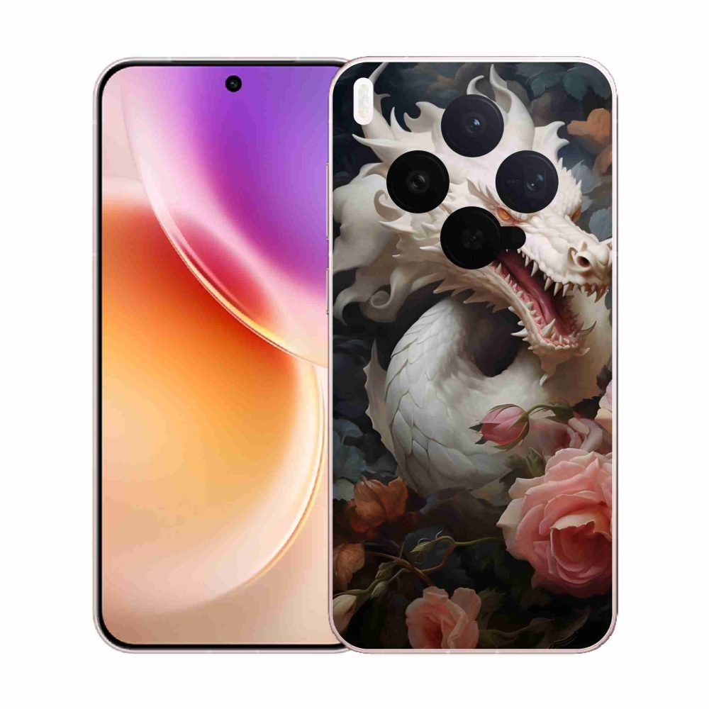 Zselés borítás mmCase Vivo X300-hoz - fehér sárkány