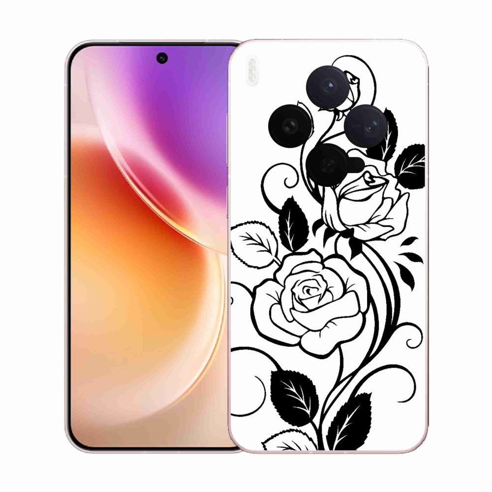 Zselés borítás mmCase a Vivo X300-hoz - fekete és fehér rózsa