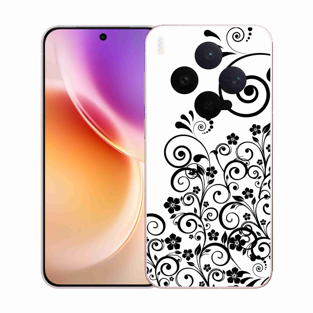 Gél borítás mmCase a Vivo X300-on - fekete és fehér virágminták