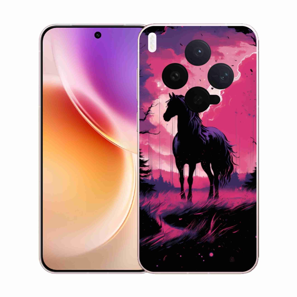 Zselés borítás mmCase a Vivo X300-hoz - fekete rajzfilm ló 1