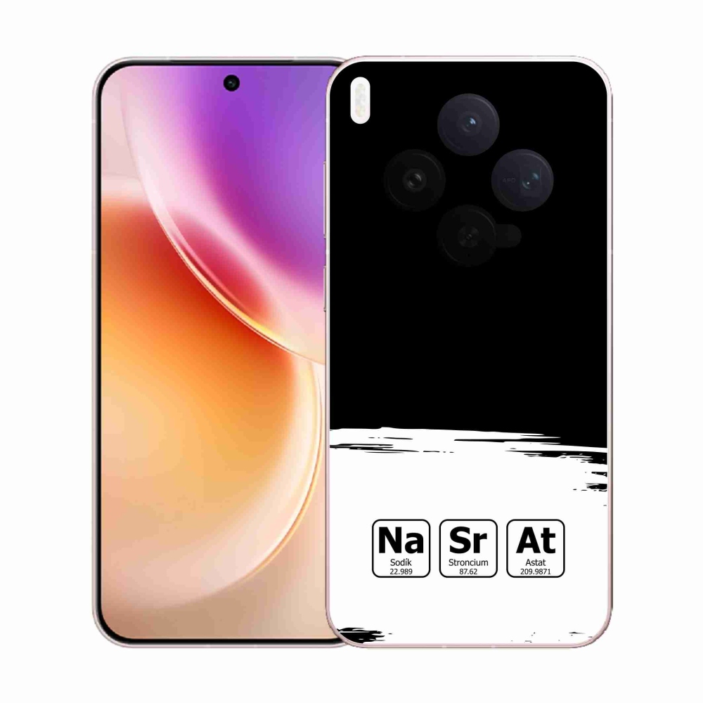 Gél borító mmCase a Vivo X300-on - kémiai elemek fehér és fekete háttérrel