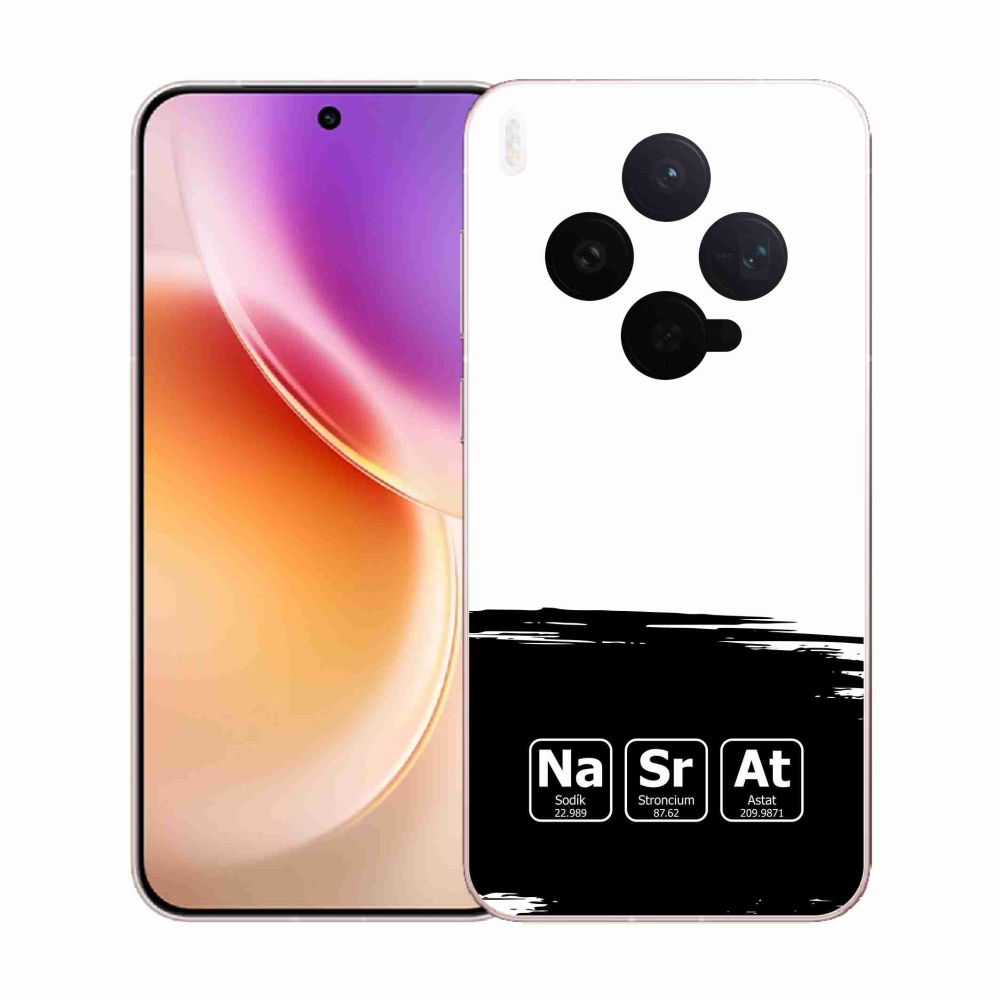 Gél borító mmCase a Vivo X300-on - kémiai elemek fekete és fehér háttérrel
