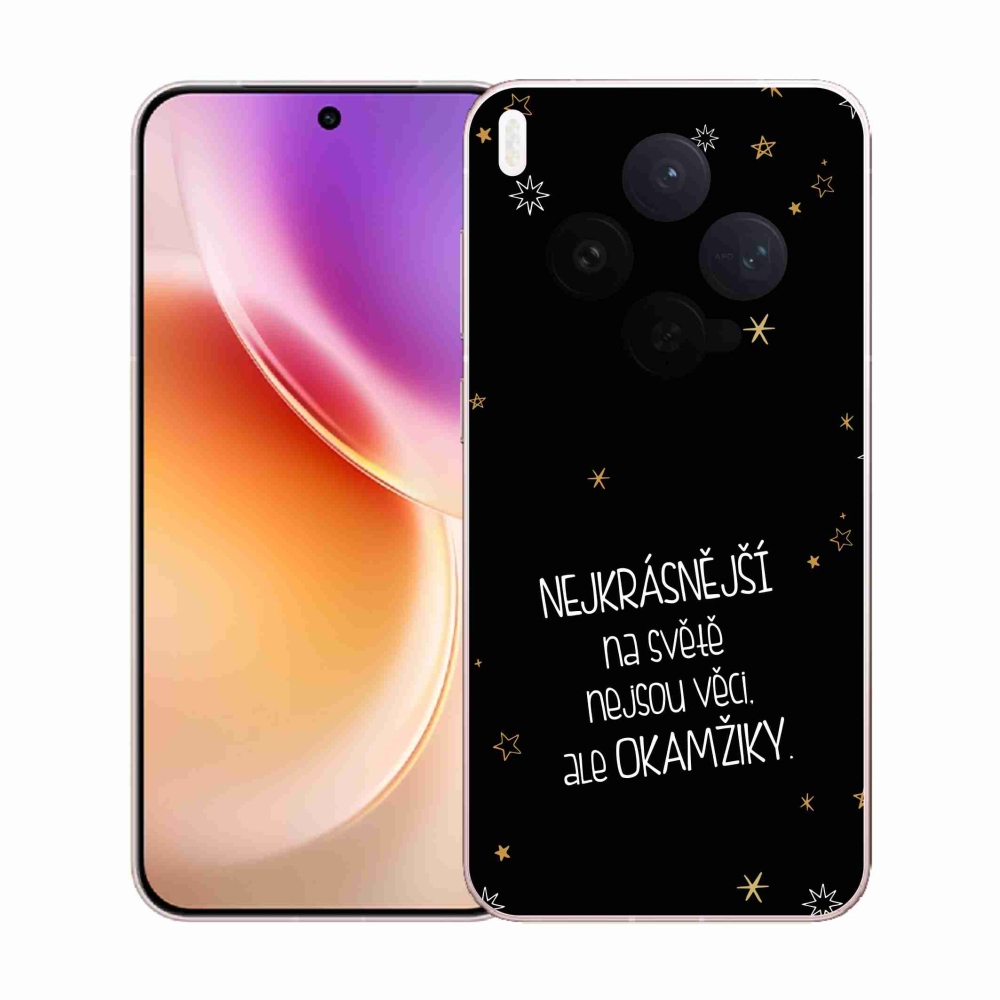 Zselés borítás mmCase a Vivo X300-on - idézet 4 fekete háttérrel