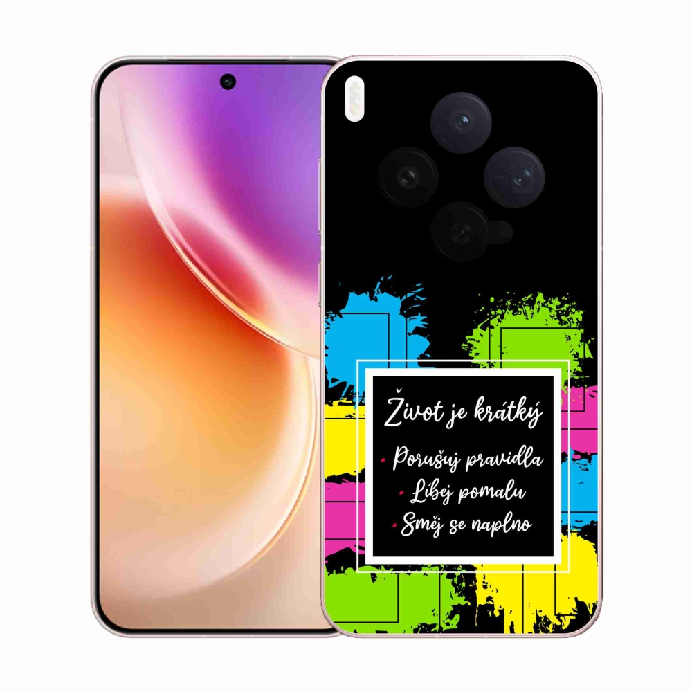 Zselés borítás mmCase a Vivo X300-on - idézet 5 fekete háttér