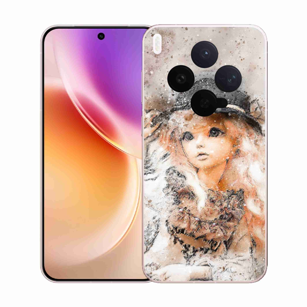 Zselés borítás mmCase a Vivo X300-hoz - lány kalappal