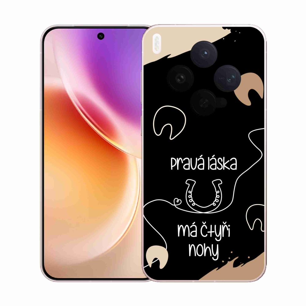 Zselés borító mmCase Vivo X300-hoz - ló motívum fekete háttérrel