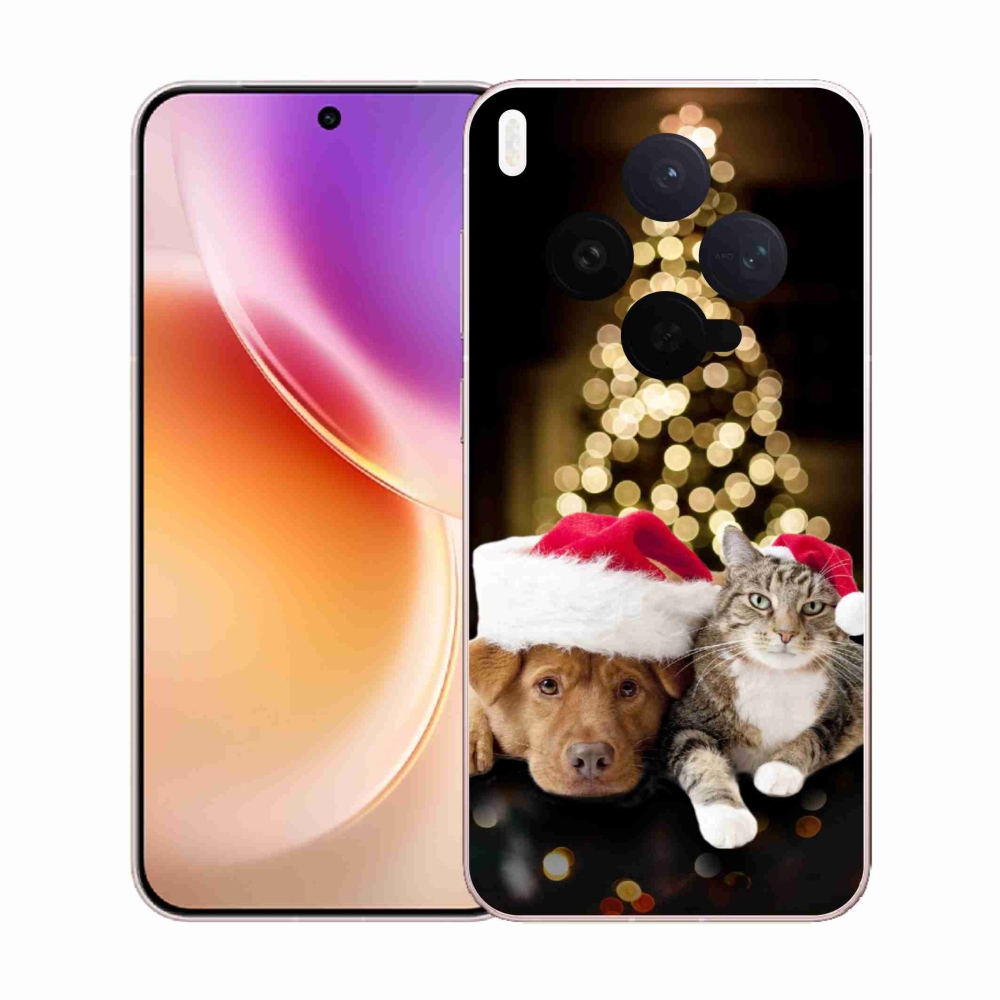 Zselés borítás mmCase a Vivo X300-hoz - Karácsonyi kutya és macska