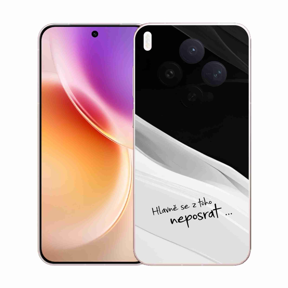 Gél borító mmCase a Vivo X300-hoz - vicces szöveg 13 fehér és fekete háttérrel