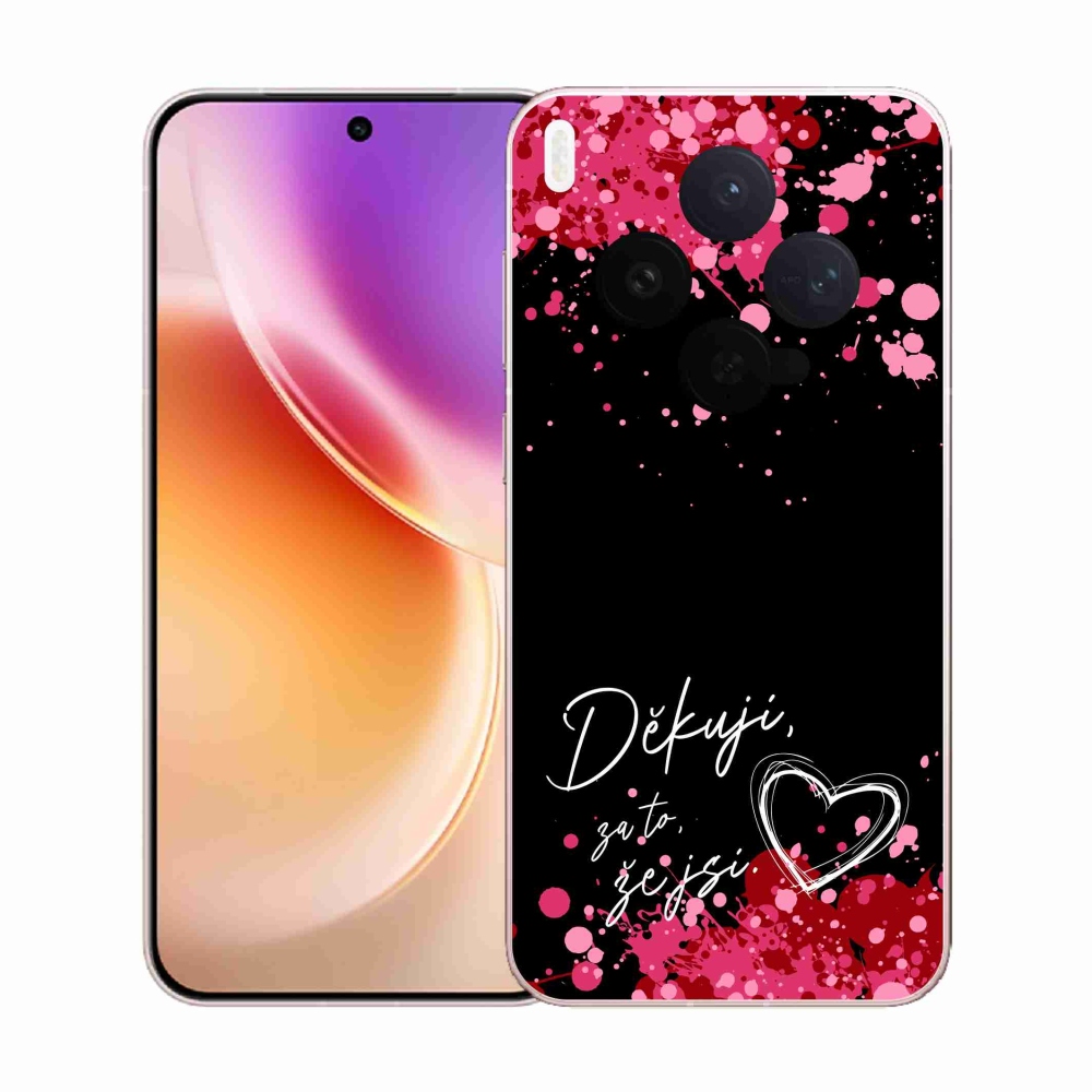 Gél borító mmCase a Vivo X300-on - szöveg szerelemben 2 fekete háttérrel