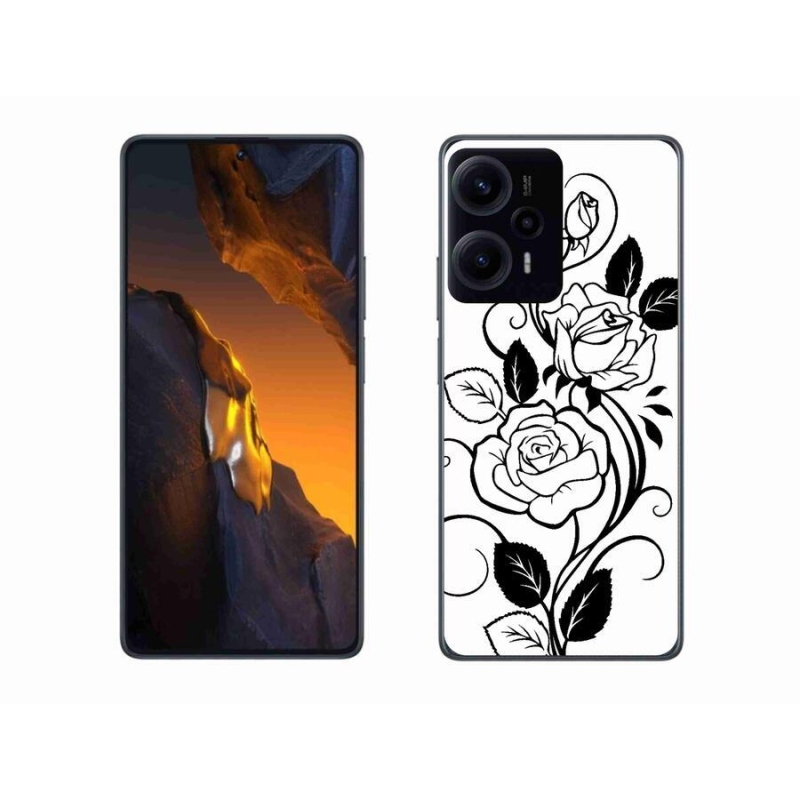 Gél borítás mmCase a Xiaomi Poco F5-hez - fekete és fehér rózsa