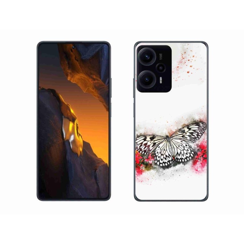 Gél borítás mmCase a Xiaomi Poco F5-hez - fekete-fehér pillangó