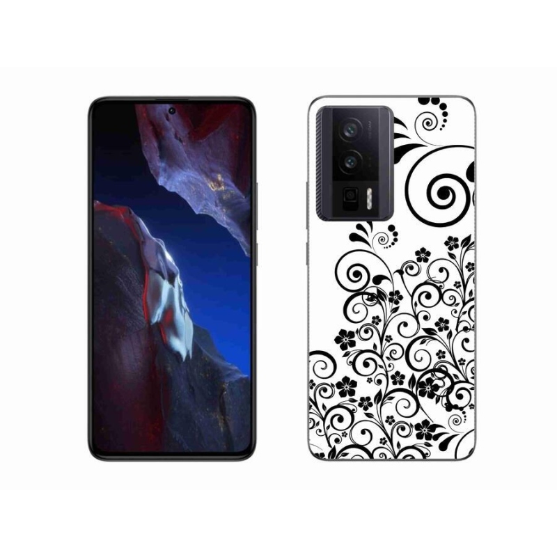 Gél borítás mmCase a Xiaomi Poco F5 Pro készülékhez - fekete és fehér virágminták