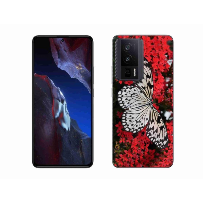 Gél borítás mmCase a Xiaomi Poco F5 Pro számára - fekete és fehér pillangó 1