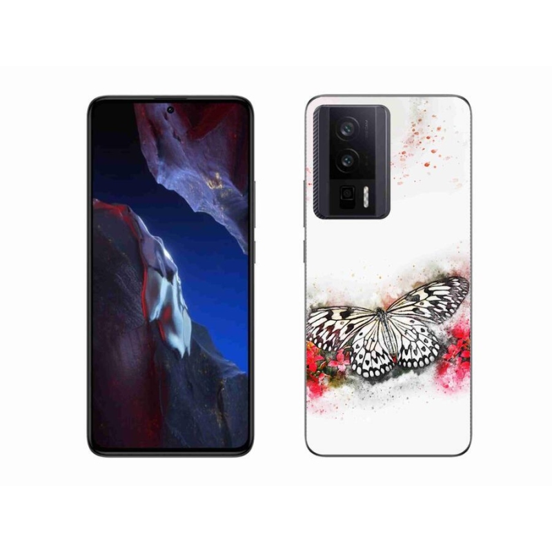 Gél borítás mmCase a Xiaomi Poco F5 Pro számára - fekete és fehér pillangó
