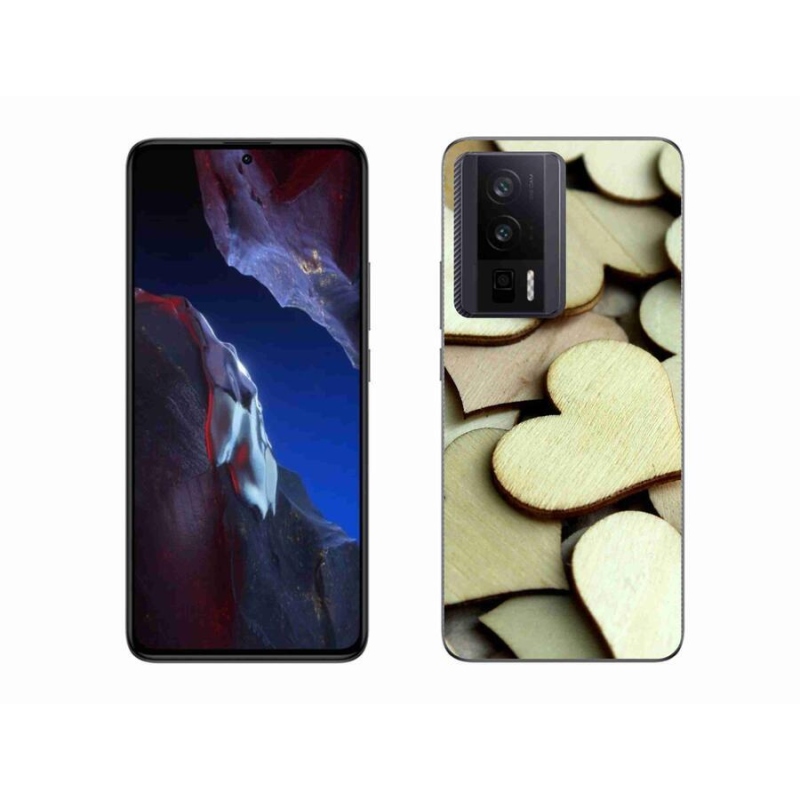 Gél borítás mmCase a Xiaomi Poco F5 Pro számára - fából készült szívek