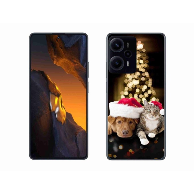Gél borító mmCase a Xiaomi Poco F5-hez - Karácsonyi kutya és macska