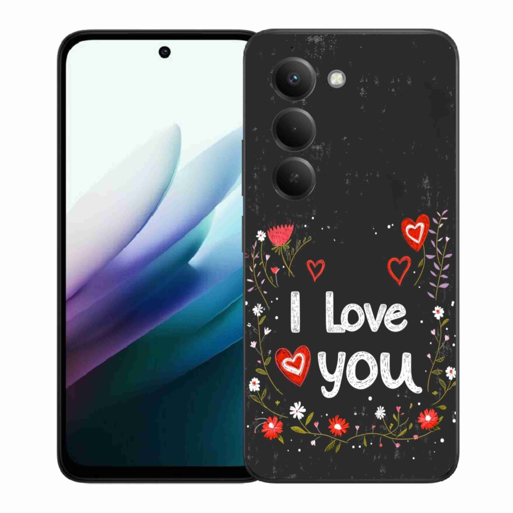 Gél borító mmCase a Xiaomi Redmi 15 4G/5G 171mm - I love you fekete háttérrel