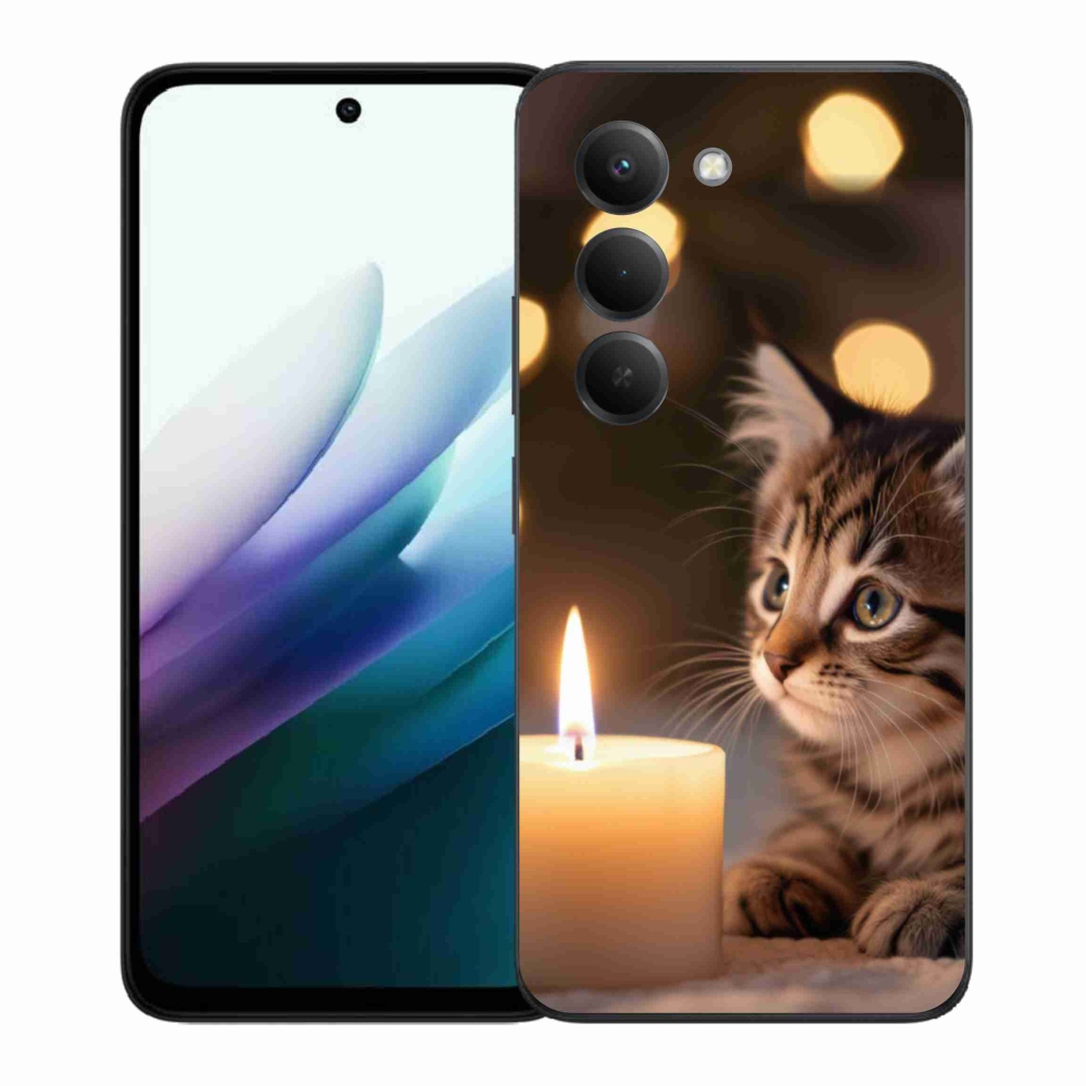 Gél borítás mmCase a Xiaomi Redmi 15 4G/5G 171mm - cica és gyertya számára