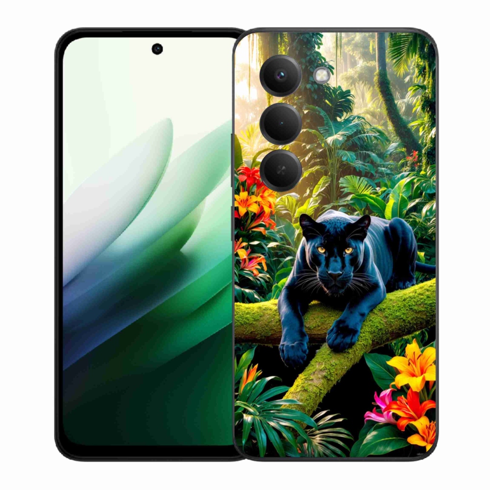 Gél borítás mmCase a Xiaomi Redmi 15 5G (169mm) - fekete párduc a dzsungelben