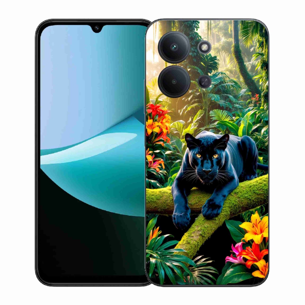 Gél borítás mmCase a Xiaomi Redmi 15C (171mm) / Poco C85 4G (171mm) - fekete párduc a dzsungelben