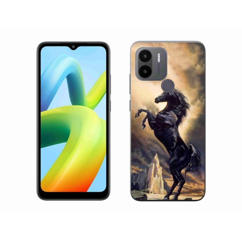 Gél borítás mmCase a Xiaomi Redmi A1+/A2+ készülékhez - fekete rajzfilm ló