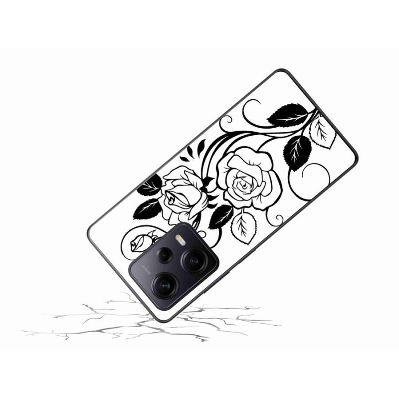 Gél borítás mmCase a Xiaomi Redmi Note 12 Pro+ 5G számára - fekete és fehér rózsa