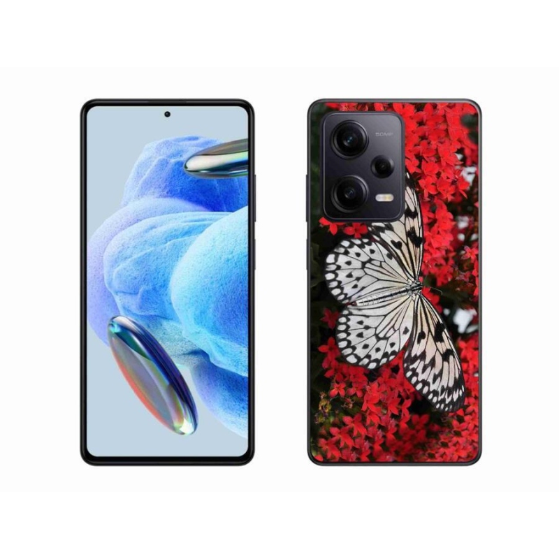 Gél borítás mmCase a Xiaomi Redmi Note 12 Pro+ 5G számára - fekete és fehér pillangó 1
