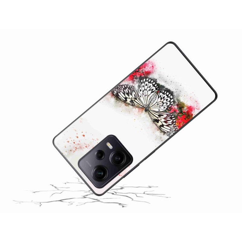 Gél borítás mmCase a Xiaomi Redmi Note 12 Pro+ 5G számára - fekete és fehér pillangó