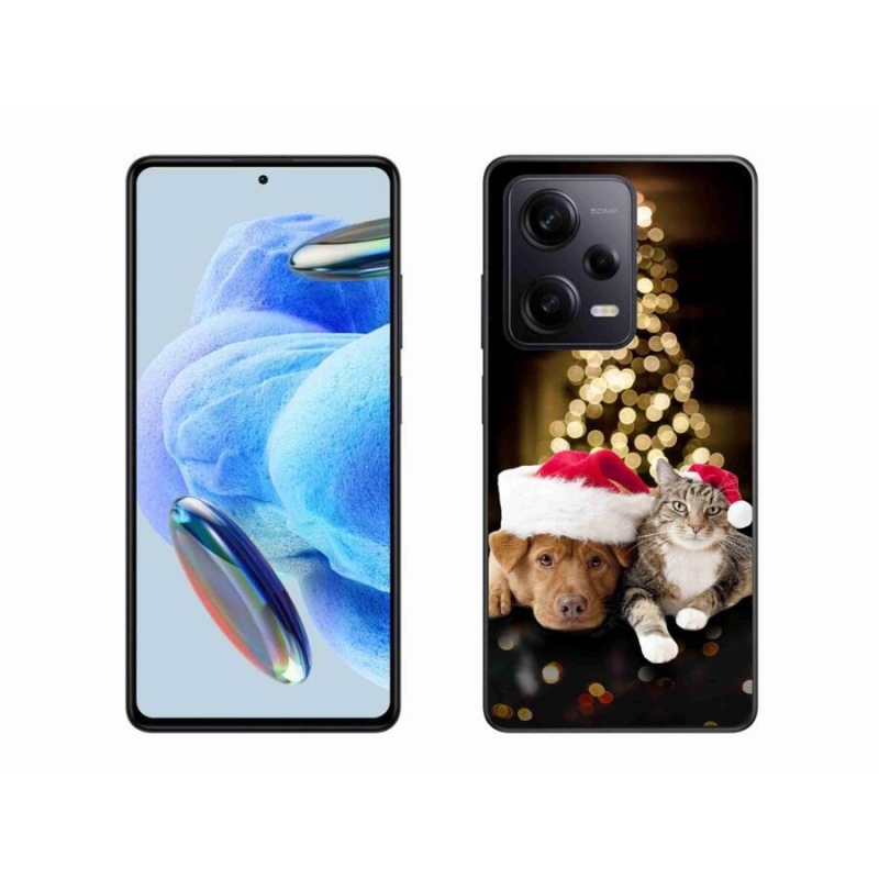 Gél borítás mmCase a Xiaomi Redmi Note 12 Pro+ 5G - Karácsonyi kutya és macska