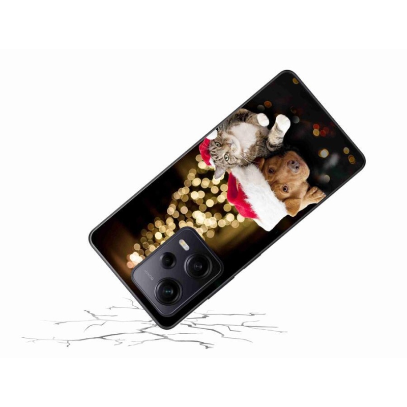 Gél borítás mmCase a Xiaomi Redmi Note 12 Pro+ 5G - Karácsonyi kutya és macska