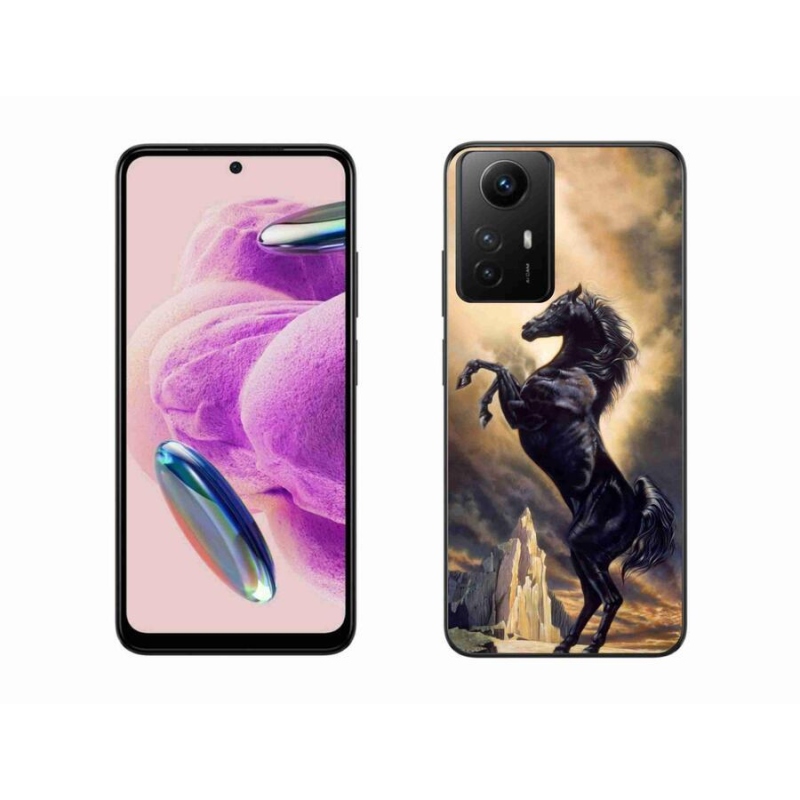 Gél borítás mmCase a Xiaomi Redmi Note 12S-hez - fekete rajzfilm ló