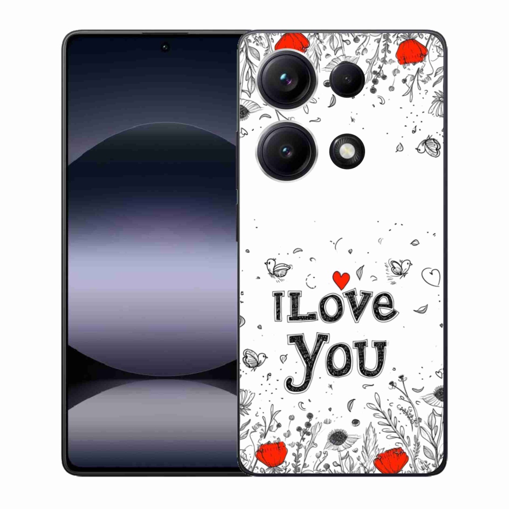 Gél borító mmCase a Xiaomi Redmi Note 14S-hez - I love you fehér háttérrel