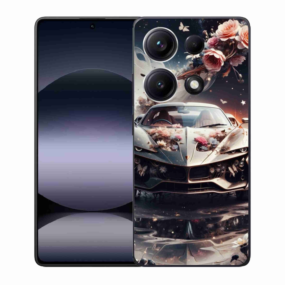 Gél borító mmCase a Xiaomi Redmi Note 14S-hez - virágos sportkocsi