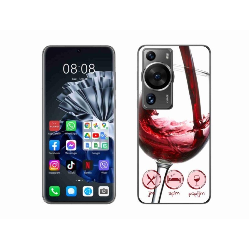 Gél tok mmCase a Huawei P60 Pro készülékhez - borospohár piros