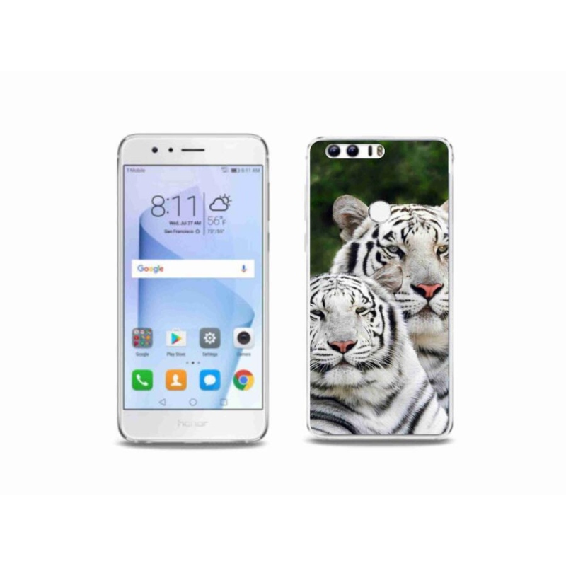 Gél tok mmCase a Honor 8-hoz - fehér tigrisek